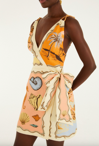Multicolor Rio Souvenir Scarves Rope Straps Mini Dress