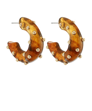 Tortoise Studded Hoops