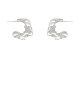 Silver Wavy Hoops