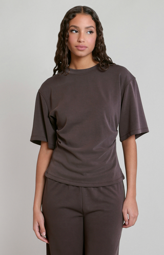 Cocoa Pleated Waist Top