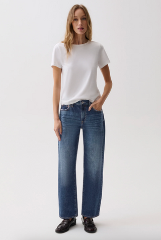Lexi Mid-Rise Bowed Straight Denim - Distance