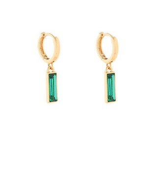Emerald Dangle Huggie Hoops