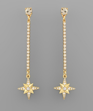 Gold Star Drop Earrings