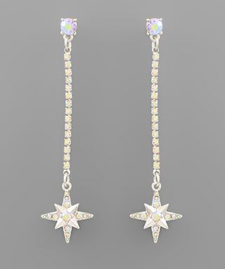 Silver Star Drop Earrings