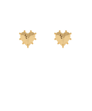 Gold Dotted Heart Studs