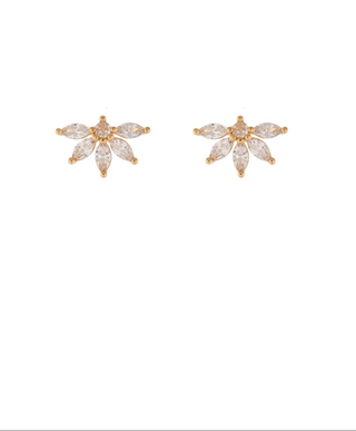 Pave Half Flower Studs
