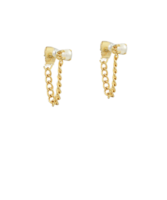 Pearl Chain Huggie Earrings