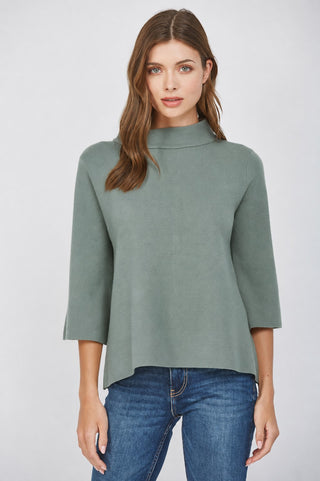 Mock Neck Pullover Sweater - Sage Green