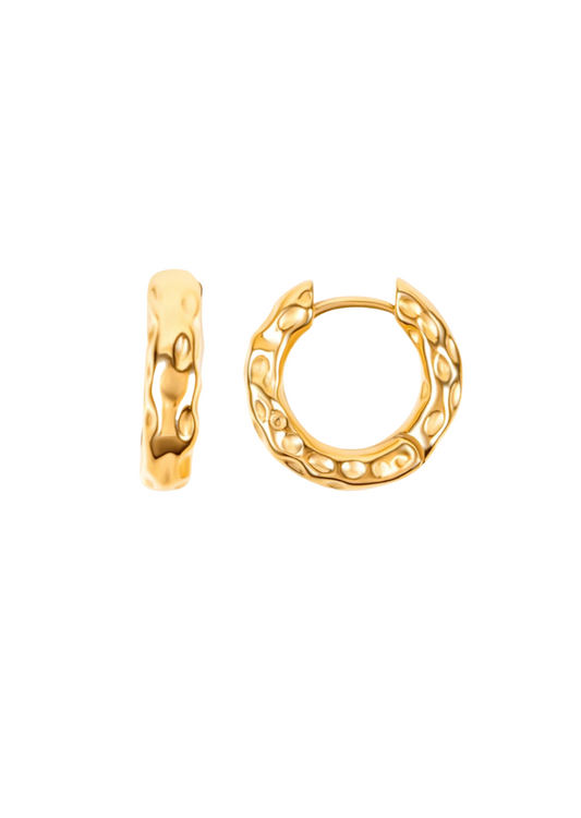 Blakely Hammered Mini Hoop Earrings - Gold