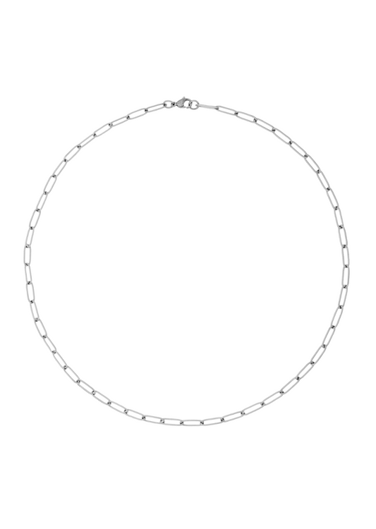 Jayden Paper Clip Chain Necklace - Silver