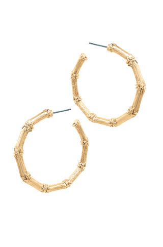 Gold Textured Bamboo Hoops