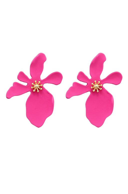 Fuchsia Abstract Flower Earrings