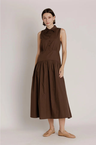 Curved Yoke Midi Dress