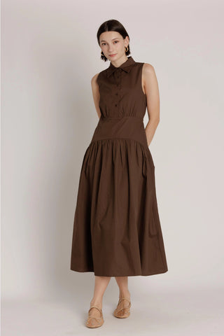 Curved Yoke Midi Dress