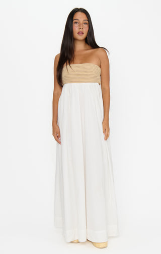 Dockside Maxi Dress- White Voile with Twisted Rope