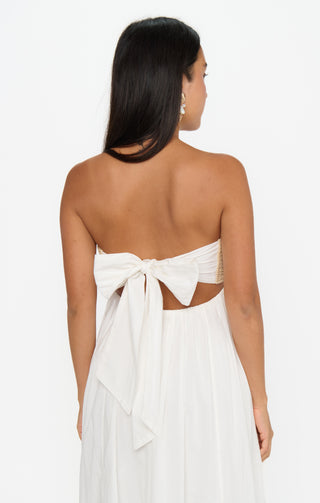Dockside Maxi Dress- White Voile with Twisted Rope