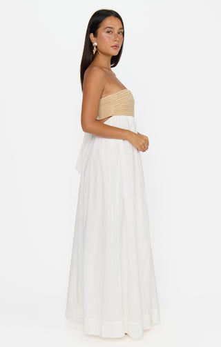 Dockside Maxi Dress- White Voile with Twisted Rope