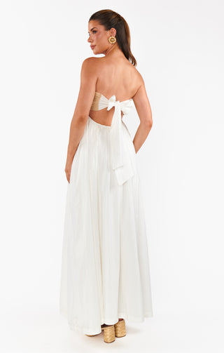 Dockside Maxi Dress- White Voile with Twisted Rope