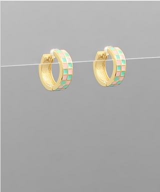 Groovy Checkered Huggie Hoops